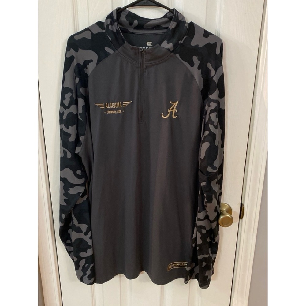 Colosseum Alabama Crimson Tide Pullover Mens XL Grey Camo OHT Quarter Zip